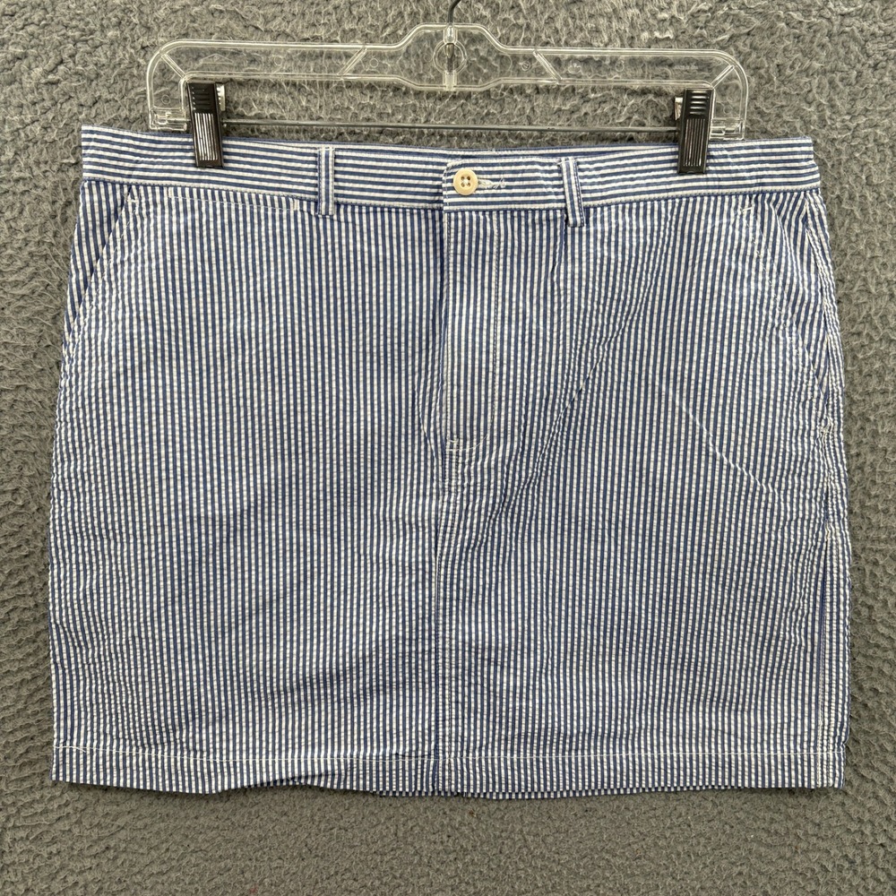 Ralph Lauren Sport Skirt Size 12 Blue White Seersucker Striped Mini‎ Preppy Golf